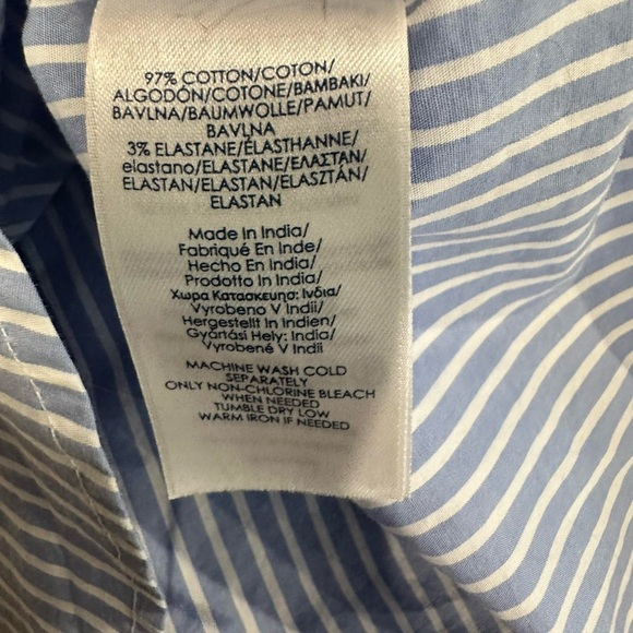 Chaps Blue & White Striped Button-Down Shirt Women's Large - Picture 5 of 5